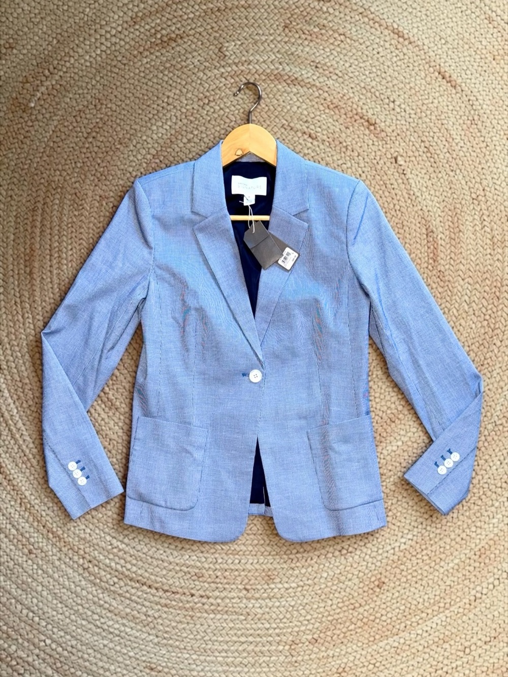 Nordstrom NWT Blue Pinstripe Railroad Tailored Women's Blazer Size Medium